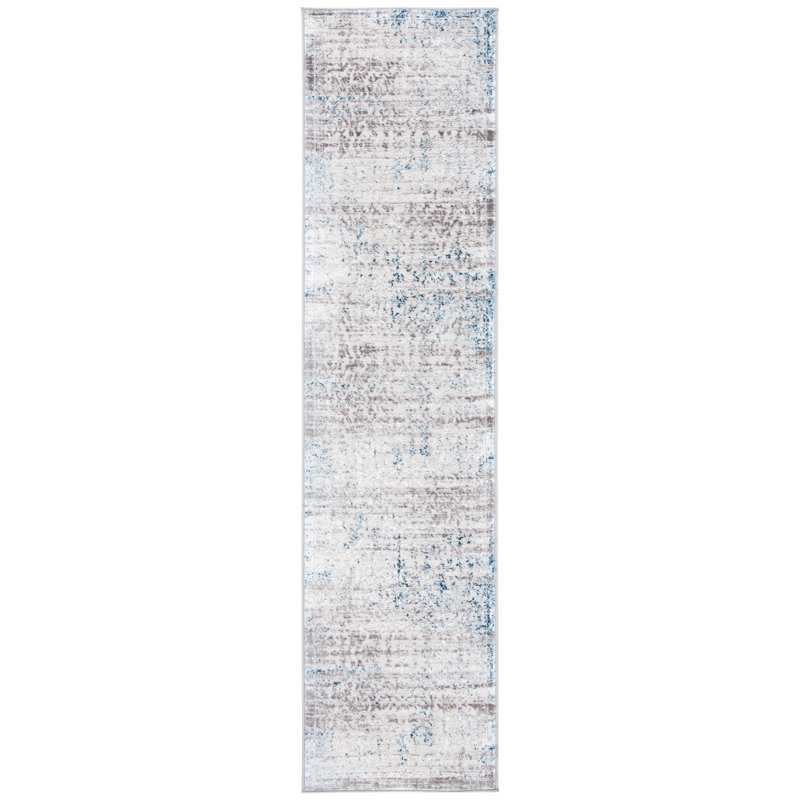 Reddick Grey/Blue Area Rug, Runner 2' x 8'