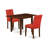 3 Piece Kitchen Table Set Contains a Rectangle Dining Room Table with Dropleaf and 2 Coffee Linen Fabric Parson Dining Chairs, Mahogany-77777881-78000790-78000789