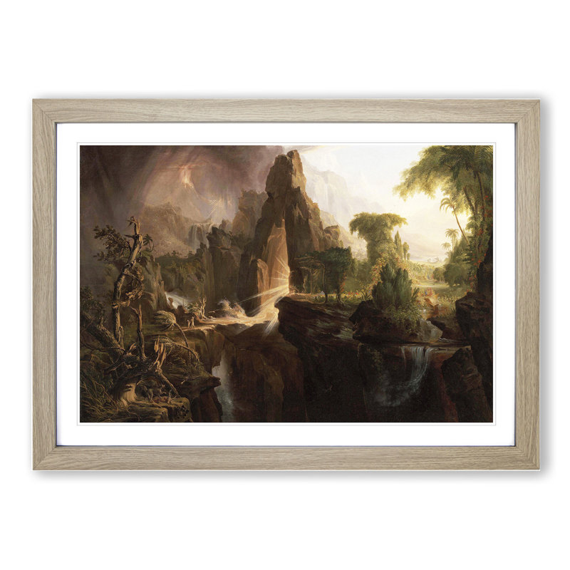 Expulsion from the Garden of Eden by Thomas Cole - Picture Frame Painting, 36cm H x 48cm W x 2cm D, Oak Framed