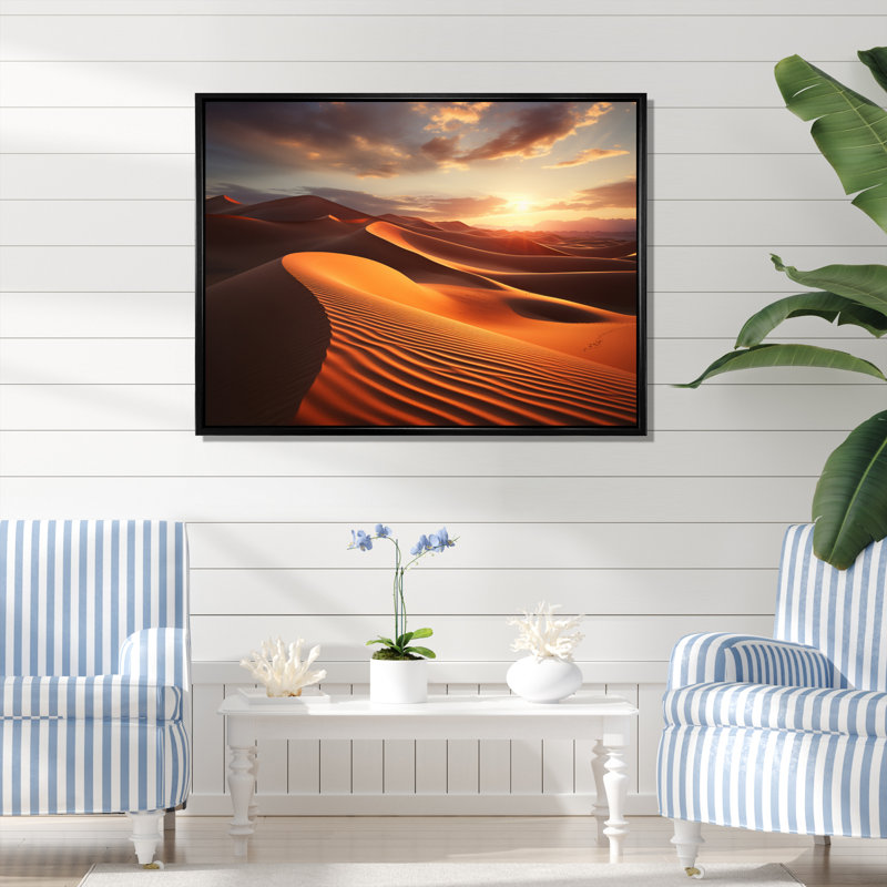 " Beach Photo Golden Sands V ", Black Floater Framed, 24" H x 32" W x 1" D