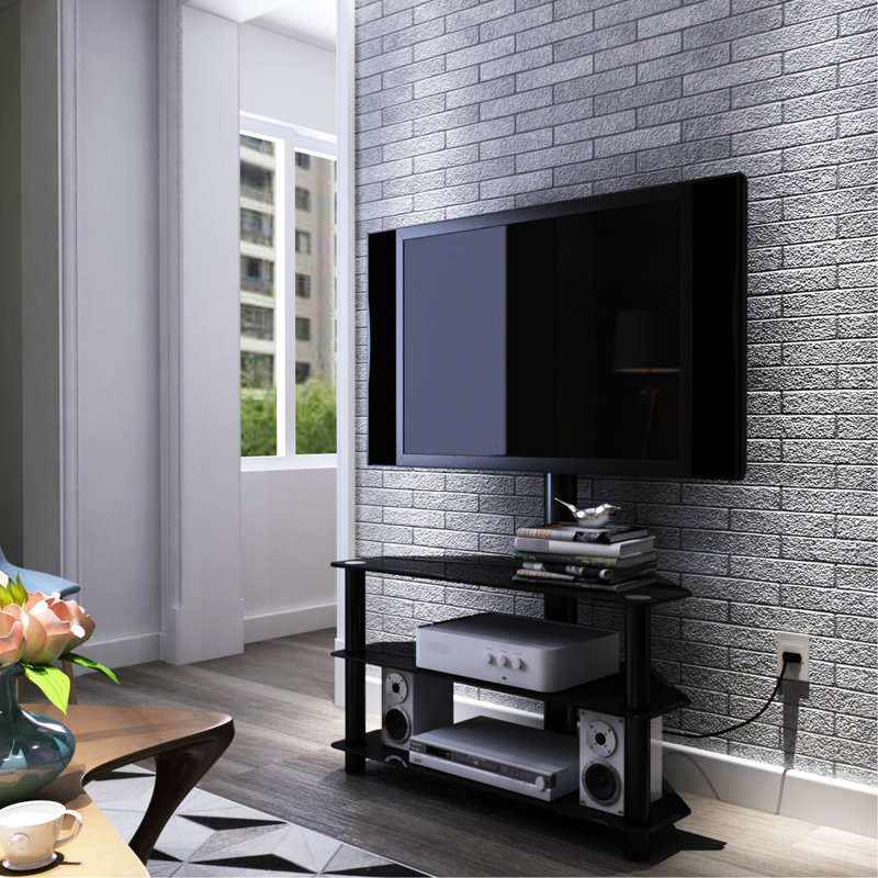 Black Multi Tv Stand With Swivel Bracket & 3 Adjustable Shelves, Fits 32 - 65 Inch Tvs Multi-functional And