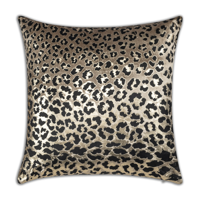 Velvet Square Pillow Cover & Insert, Gold/Black, 22" H x 22" W