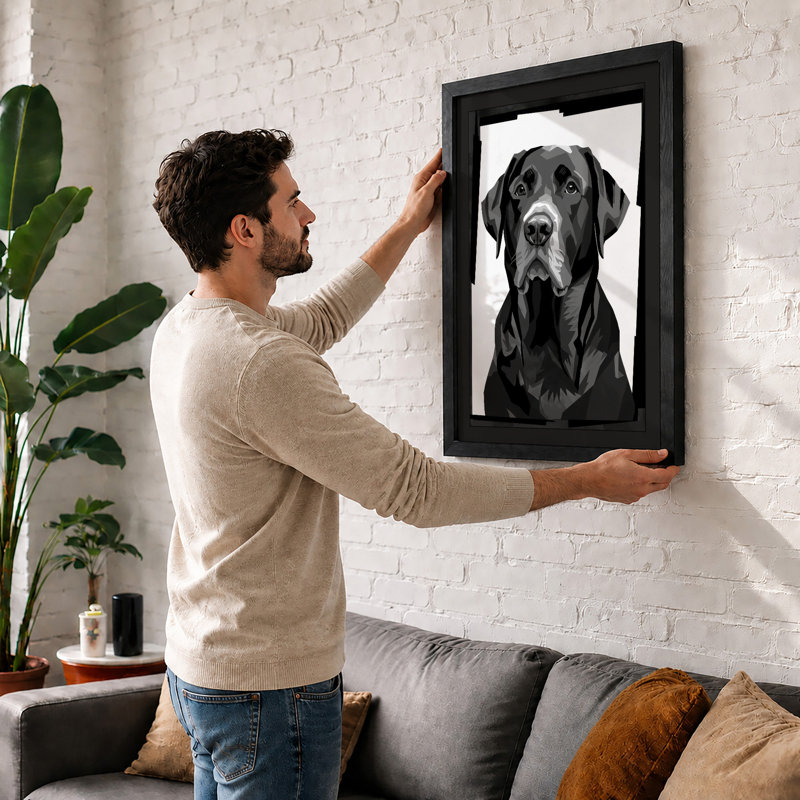 Labrador Portrait Minimalist - Print, Walnut, A1 - 84.1 x 59.4 cm