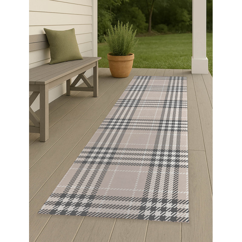 Christopher's Plaid Non-Slip Outdoor Rug, Runner 2'6" x 8'
