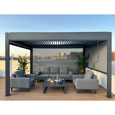 3×4 Aluminum Pergola with light and 3-sided curtains