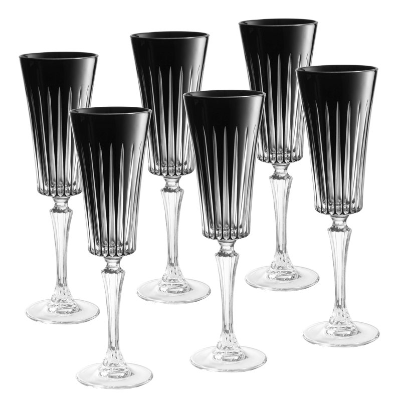 Flûtes à champagne colorées - Ensemble de verres à flûte mauve - 6 à 7 oz - Fabriqué en Europe, Noir