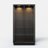 Lighted Glass Display Cabinet With Sliding Doors And Interior Glass Shelves For Living Room Or Office, Black