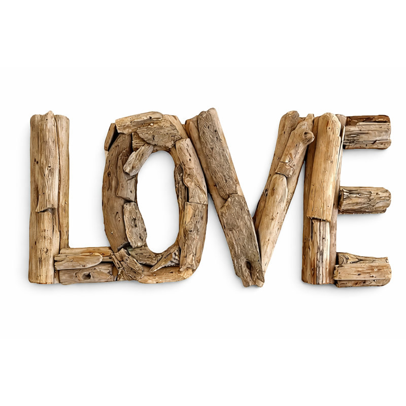Plaque murale décorative «LOVE» en bois flotté rustique - pièce décorative de plage et de bord de mer fabriquée à la main
