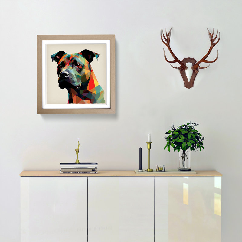 Staffordshire Bull Terrier Suprematism No.4 - Framed Print, Oak