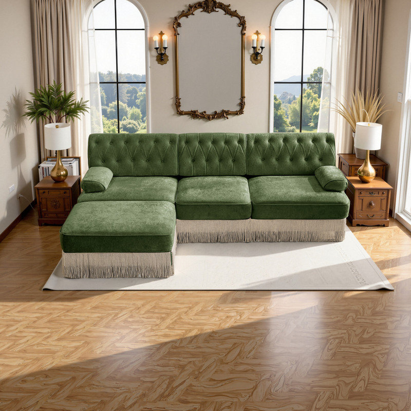 Canapé modulaire Chesterfield, Vert