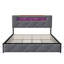 EU Double & King Velvet UPholstered Storage Bed With 4 Drawers, LED Shelf Headboard & USB-C Charging, Gre&Beige, 140/160X200cm-1781300488-1781300486