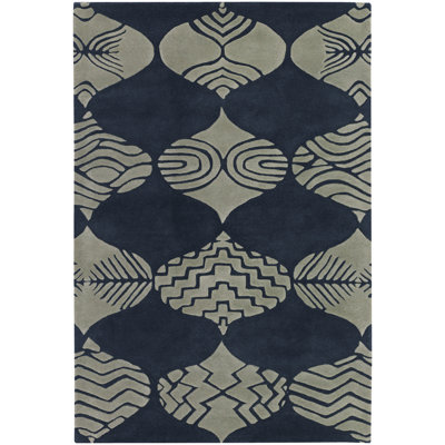 Parson Gray Wool Area Rug in Blue