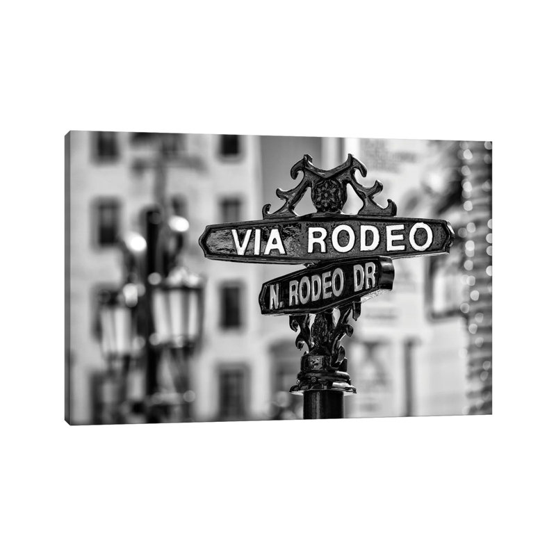 Black California Series - Rodeo Drive Beverly Hills - Wrapped Canvas Print, 20.32 cm H x 30.48 cm W
