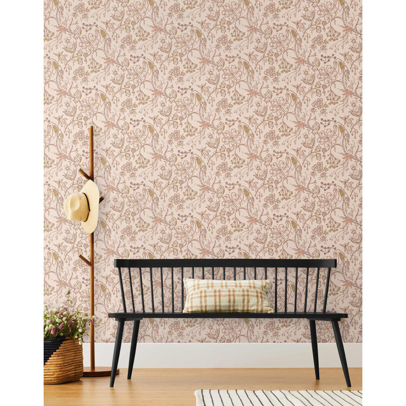 Castilleja Wallpaper | Blush / Traditional / Roll - 27" x 30', Blush