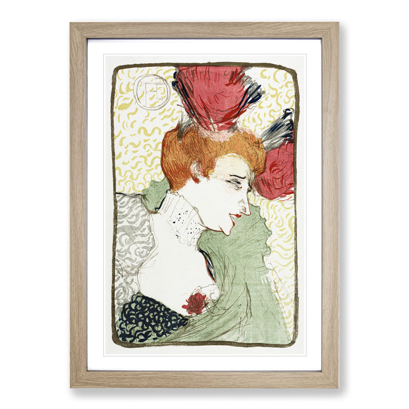 Bust of Mademoiselle Lender by Henri de Toulouse-Lautrec - Picture Frame Painting, 90cm H x 65cm W x 2cm D, Oak