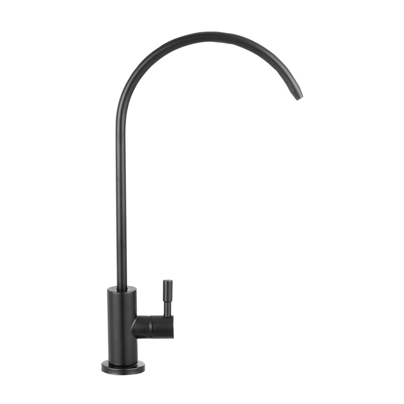 Robinet à osmose inversé noir mat, distributeur de filtre d'eau potable pour grande arche avec valve en laiton sans plomb et corps en acier inoxydable