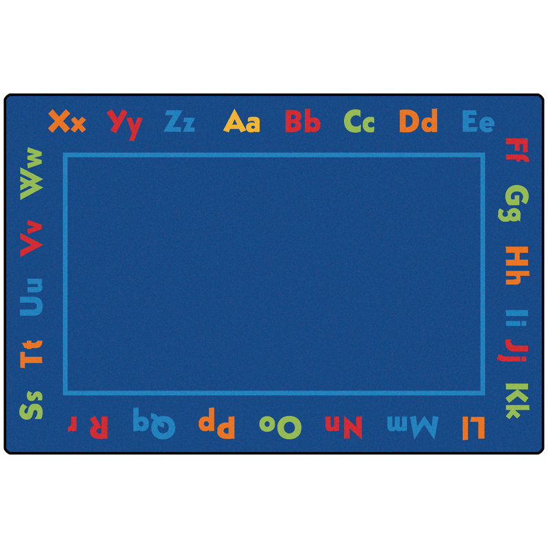 Blue Synthetic Non-slip Washable Kids Alphabet Rug 6' x 9'
