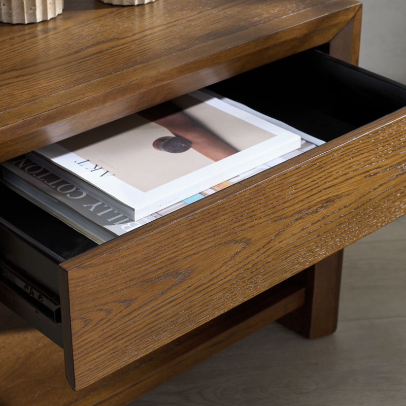 Darnell Wood 1 Drawer Nightstand, Medium Oak
