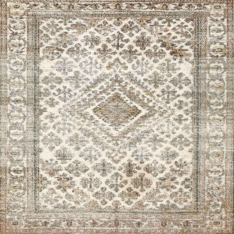 Tapis beige/noir traditionnel Sceinnker, Carré 4 pi