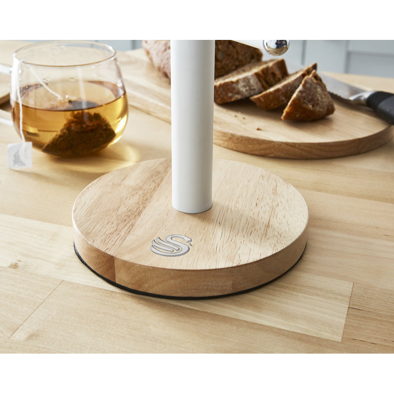Swan Nordic Scandi Mug Tree with Non-Slip Bamboo Base, Steel, One Size, White