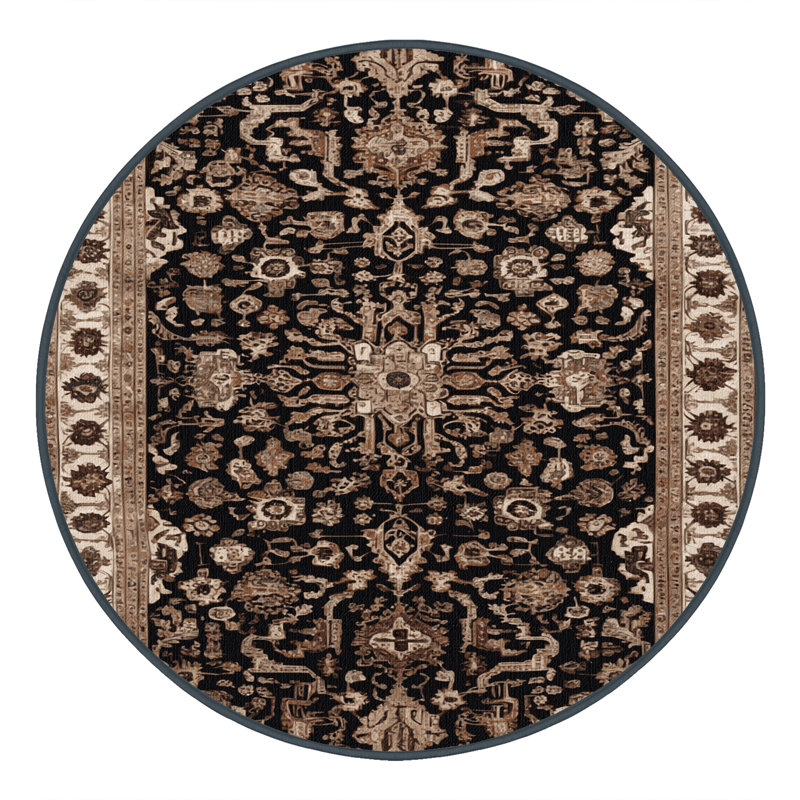 Tapis brun turc lavable à la machine, Rond 6 pi