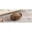 Table basse ronde moderne avec 2 grands tiroirs de rangement, brun, 31,5 po