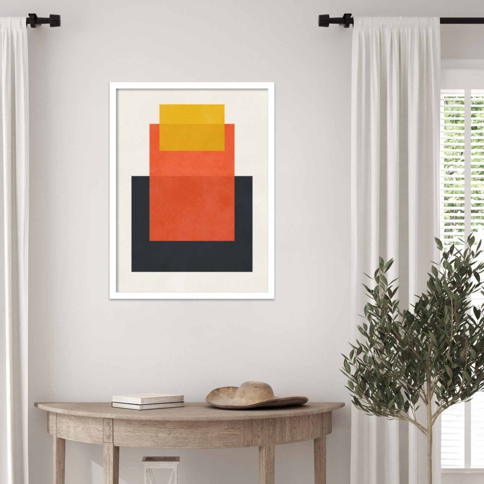 Overlapping Geometry 10 Print, 25" H x 19" W, Brown/Orange, White