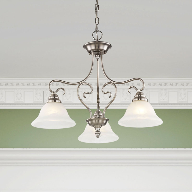 Lustre classique / traditionnel à 3 lumières Aquala, Nickel brossé