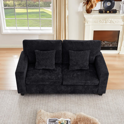 67.72" W Chenille Upholstered Loveseat Sofa with Charging Station