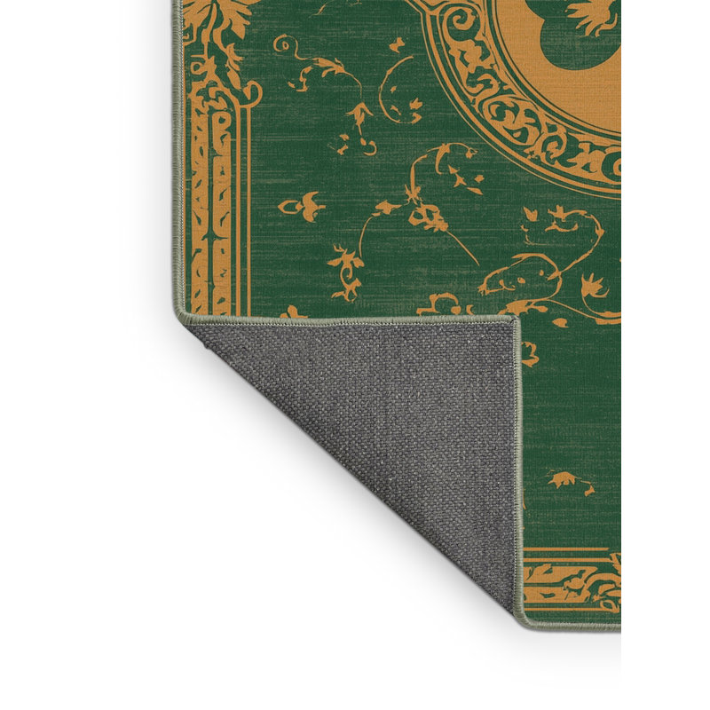 Tapis moelleux moelleux à motif abstrait moderne et contemporain Feuerstein St Patties - reliure vert sauge, 8 x 12