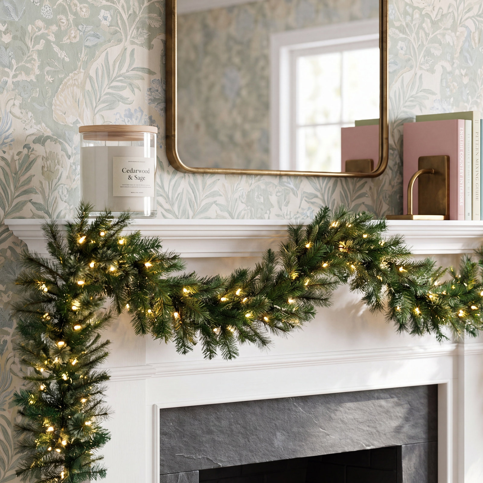 108" Pre-Lit Cashmere Pine Garland, Warm Clear