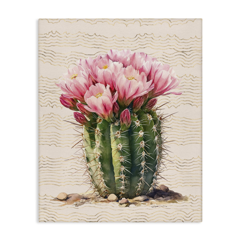Art floral sur toile Blooming Cactus par lettré et doublé br-334_CN, H 20 po x l 16 po