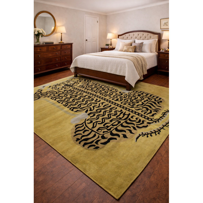 Tapis oriental en tigre tibétain Nykeema, Rectangle 8 pi x 10 pi 3 po