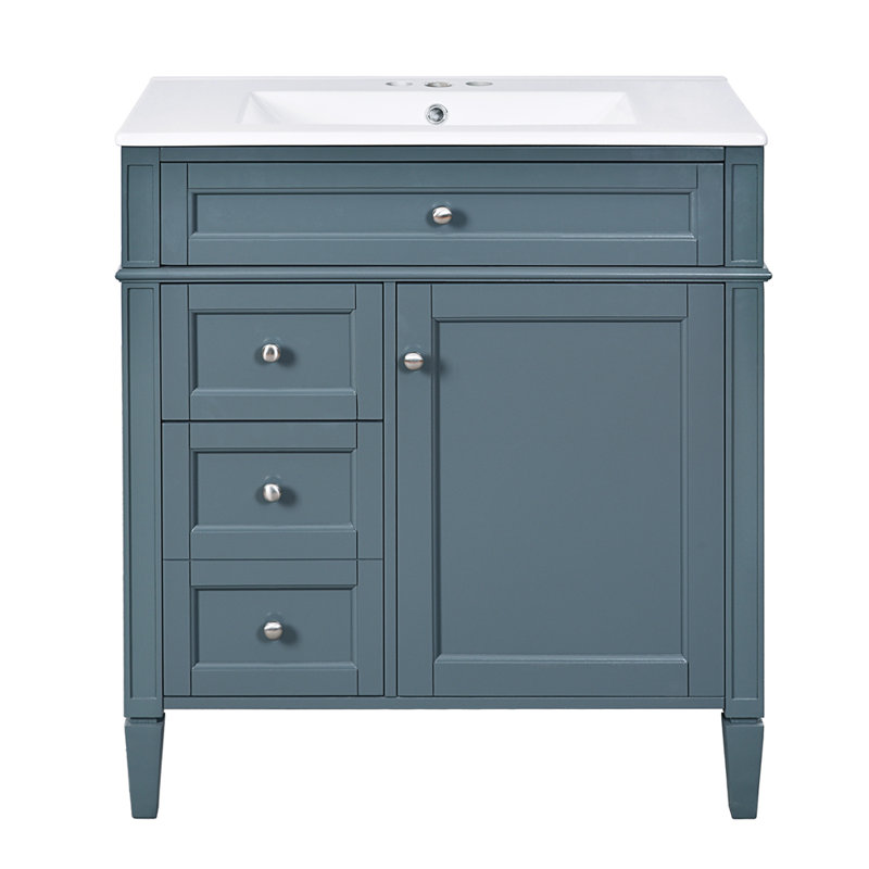 Meuble-lavabo de 30 po avec lavabo supérieur, Bleu