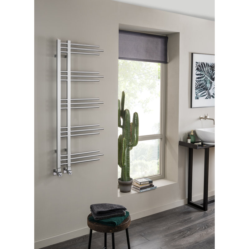 Kerri Contemporary Rail Heated Towel Rails, Chrome, Central Heating