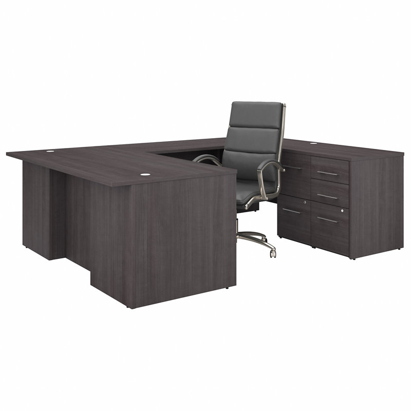 Office 500 2 Piece Executive Desk Office Set, Storm Gray