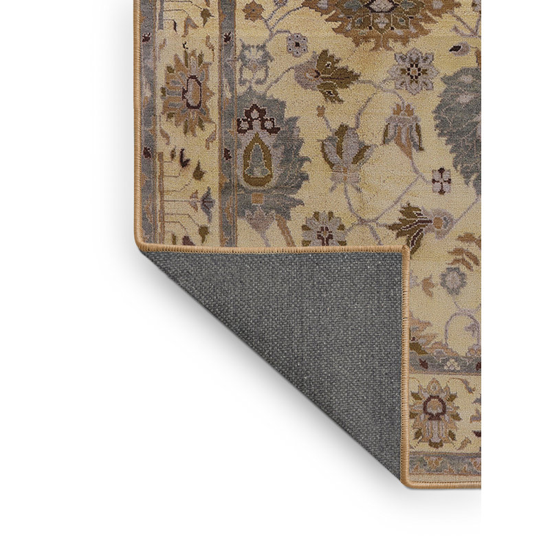 Tapis oriental jaune / bleu Manni, Rectangle 4 pi x 6 pi