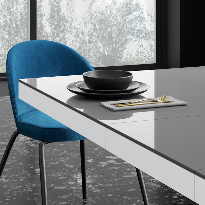Micajah Extendable Dining Table, High Gloss Grey