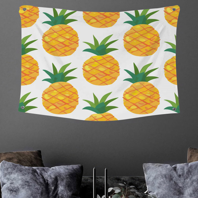 Tapisserie murale ananas - décoration murale fruits, H 50 po x l 60 po