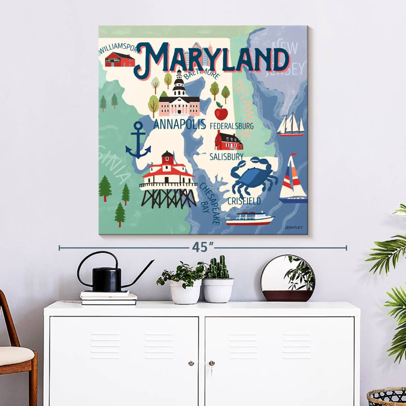 Cartes Aliaz State - Attraits du Maryland, H 33 po x l 33 po