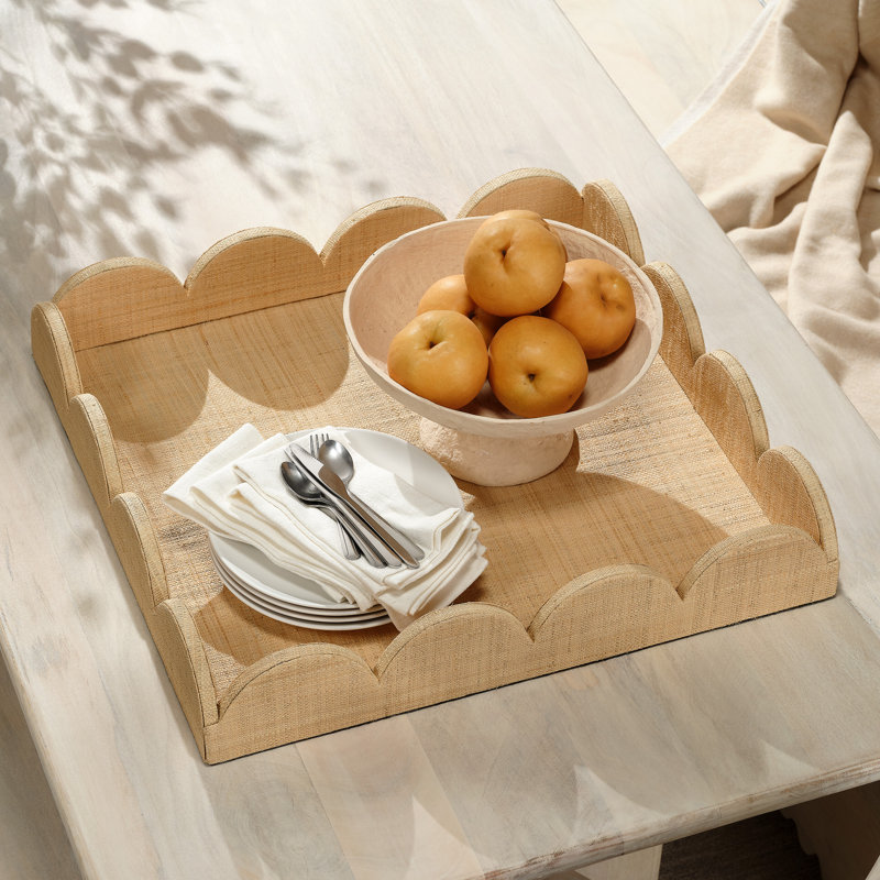 Wonderland Raffia Decorative Tray, Brown
