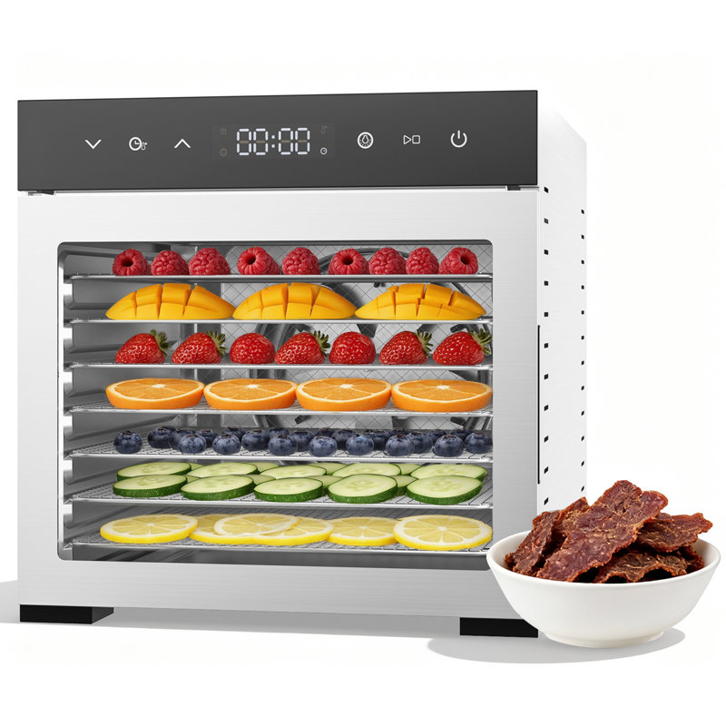 Déshydrateur numérique à 8 plateaux avec flux d'air horizontal, panneau tactile à DEL et plateaux lavables au lave-vaisselle