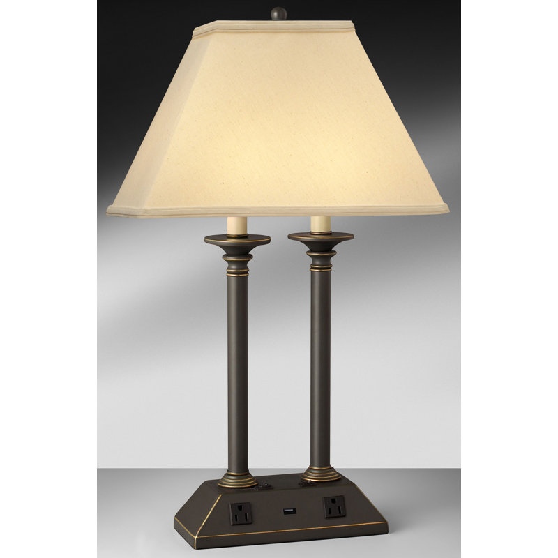 Ensemble de lampes de table en bronze Madison 26 "avec prise USB et prise Traditional