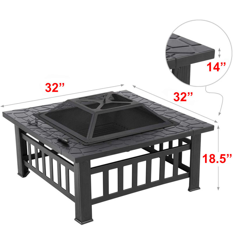 Petronia Square Steel Wood Burning Smokeless Fire Pit