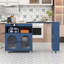 Îlot de cuisine roulant avec table allongée, îlot de cuisine avec lumière DEL, prises de courant et rangement-341178995