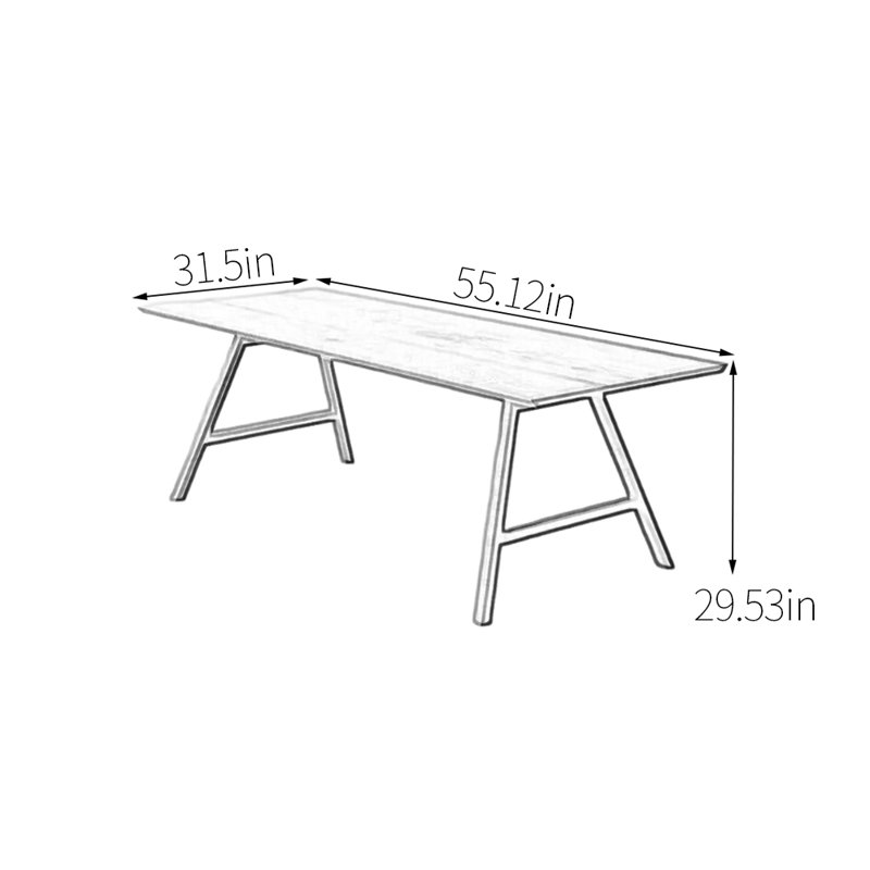 Rectangle ash wood dining table, 29.53"H x 55.12"L x 31.5"W