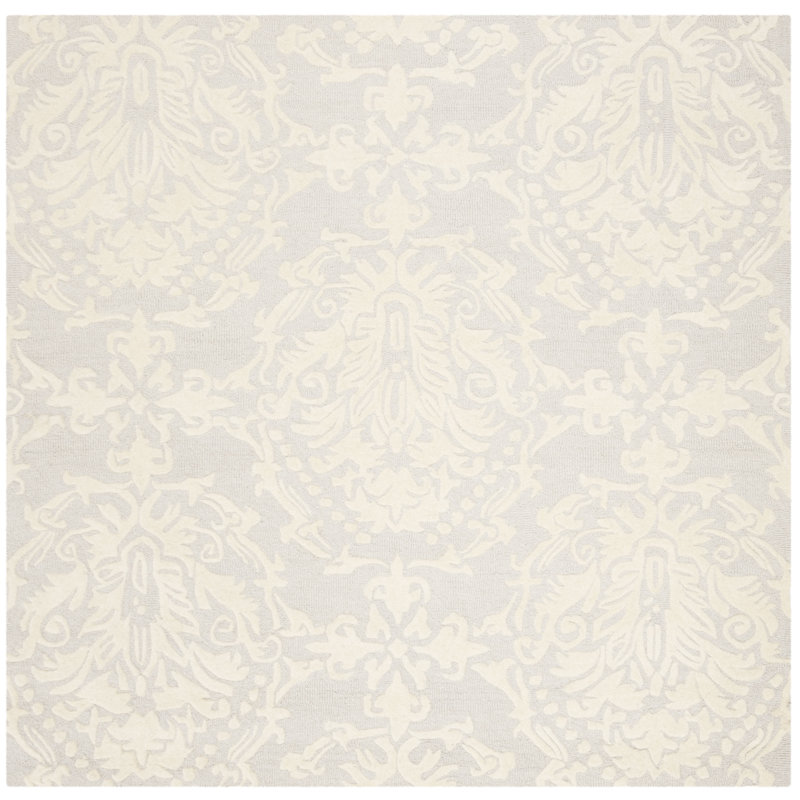 Keyesport Blossom Hand Tufted Wool Damask Rug, Square 8'