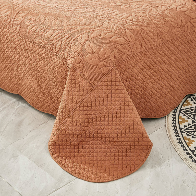 Cotton Quilt, Queen Quilt + 2 Standard Shams, Royal Orange