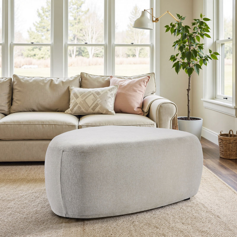 Adna 111.5Cm Wide Triangle Footstool Ottoman, Light Sand
