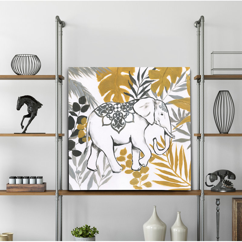 « jungle éléphant », peinture, H 40 po x l 40 po x P 1,5 po, Toile tendue